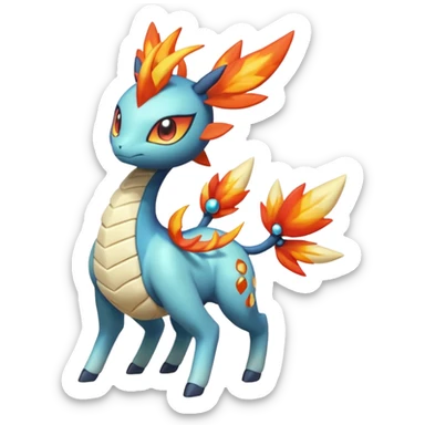 loopy honey-dipped buzzing bumbling fuzzy cute fiery ivy-hydro-Meloetta-Dialga-Salamence-Giratina-Rapidash-Pokémon-Fakémon-fusion-hybrid-creature sticker