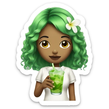 harajuku girl with mojito in her hand sticker