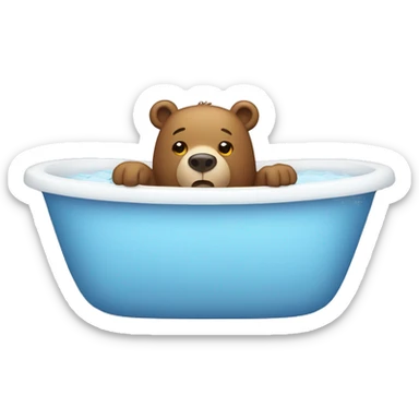 A bear sitting in a bath tub sticker