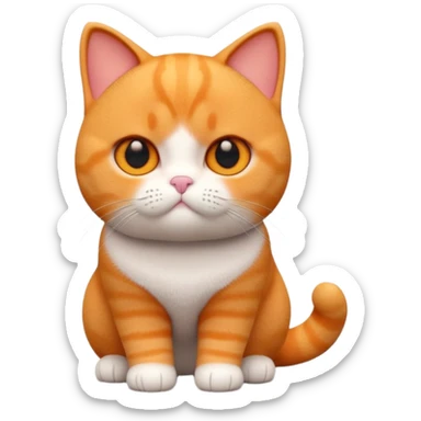 A 3D cartoon British Shorthair cat in vibrant orange ginger tone, smooth plush fur, round eyes, warm cinematic lighting, Memoji style. full body or half body. sticker