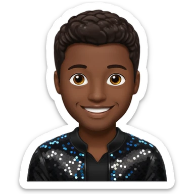 Nathan Morris from Boyz II Men with dark brown hair, black sequin outfit sticker