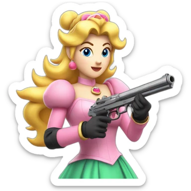 Princess Peach holding a gun sticker
