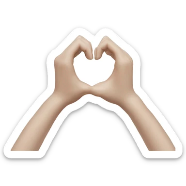Two pale hands making a heart sticker