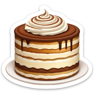 Cinematic Realistic Tiramisu Dessert Emoji, featuring layers of coffee‚Äêsoaked ladyfingers and mascarpone cream dusted with cocoa rendered with delicate textures and warm, inviting lighting. sticker