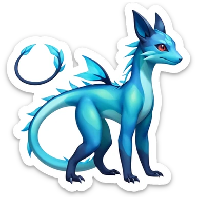 Colorful Iridescent Exotic Salandit-Aurorus-Glaceon-Fakémon-hybrid-creature (full body)  sticker