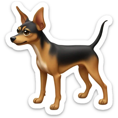 Miniature pincher dog standing on a tropical island with sand sticker