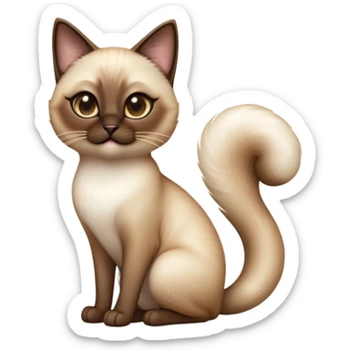 cinematic-[siamese cat]-realistic-full-body-sitting-emoji,-tail-curled-playfully-around-its-paws,-head-tilted-dramatically,-fluffy-[brown mask white light brown back]-fur,-simplified-yet-realistic-focused-features,-highly-detailed,-glowing-with-an-almost-sarcastic-glow sticker