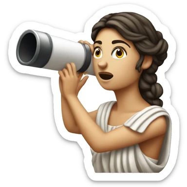 Ancient Greek female sailor looking through a telescope sticker