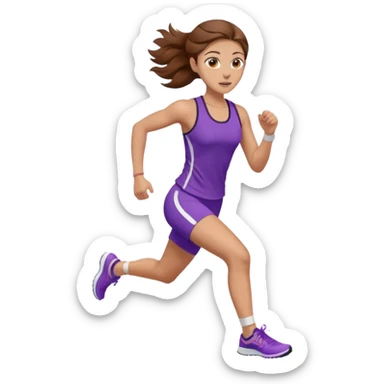 running woman. brown hair, light skin, hazel eyes. sticker