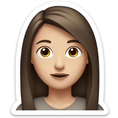 a white girl with dark brown milking brown straight hair that’s short and ends the length on her shoulders with brown eyes and long eyelashes sticker