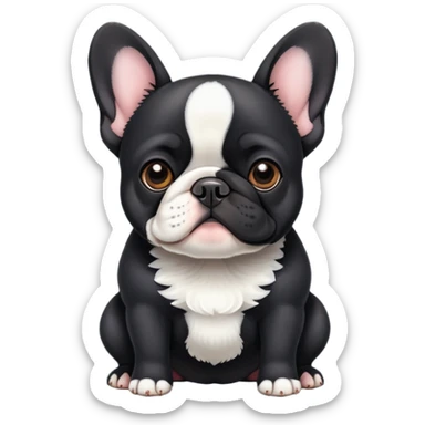 Black french bulldog with white belly  sticker