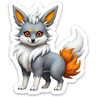White Dull Demonic Mightyena-Flareon-animal sticker
