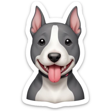 Bull terrier with tongue out , dark Grey with a Little white spot on the chest sticker