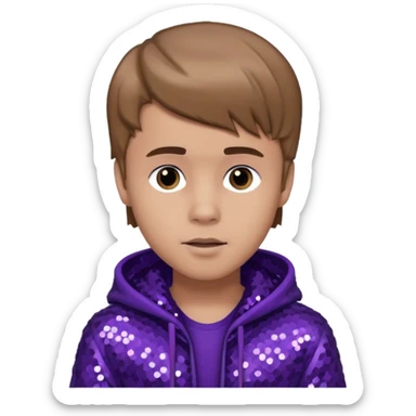 Justin Bieber with light brown hair, dark purple sequin outfit sticker