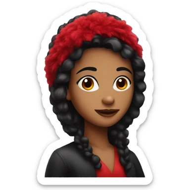 Black haired girl with red boa  sticker