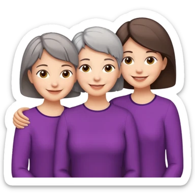 A mum with short Gray hair and her two adult daughters with brown hair sticker