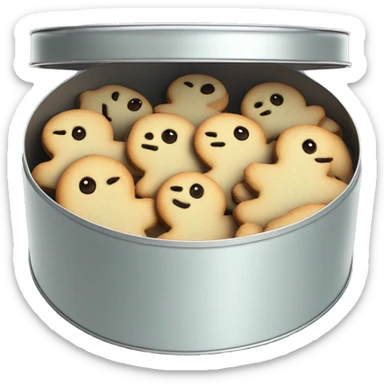 Frosted christmas cookies in a round tin sticker