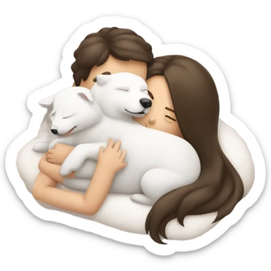 Brunette girl sleeping with samoed  sticker
