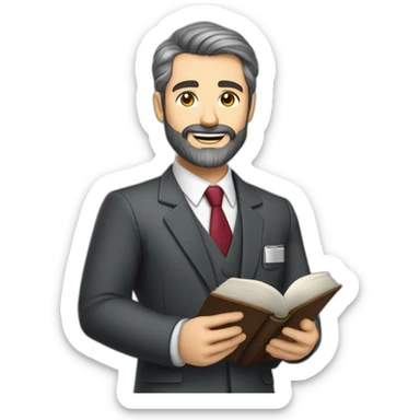 husband classy caucasian dark gray hair trimmed beard wearing business suit holding bible, wife asian age 55 dark hair nurse uniform, no children sticker