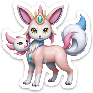 WereGarurumon-Sylveon-Meloetta-Renamon-Absol-fusion-hybrid-creature (full body) sticker