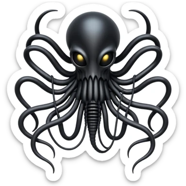 dark intertwined black wires forming a Giger-inspired creature, surreal sticker