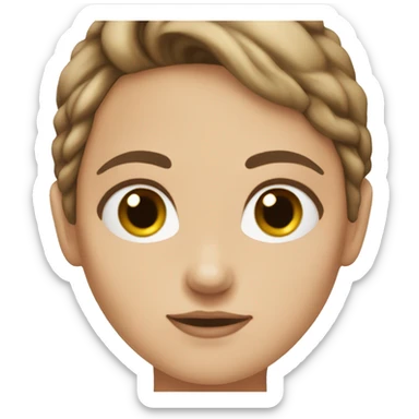 White girl brown hair big eys sticker