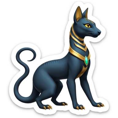 Futuristic Modern Furry Ethereal Beautiful Salandit-Bastet-Anubis-Fakémon-hybrid-creature (full body)  sticker