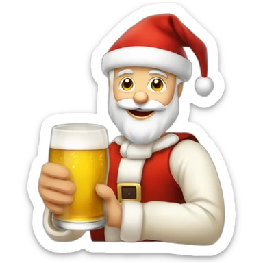 Père Noël qui offre un verre de bière à un enfant comme cadeau sticker
