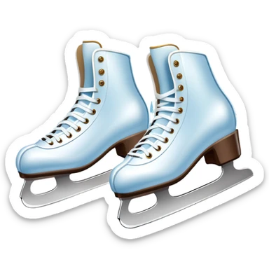 An icon showing In the background, twinkling lights, winter trees, and cheering spectators create a festive atmosphere. a pair of elegant ice skates gliding across a smooth, frozen rink with snowflakes in the air. Transparent background highlights the grace and charm of ice skating. sticker