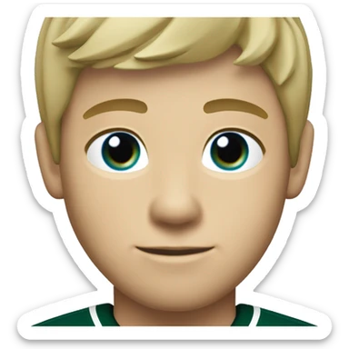 Minnesota wild hockey player boy with jersey with short blonde hair and blue eyes sticker
