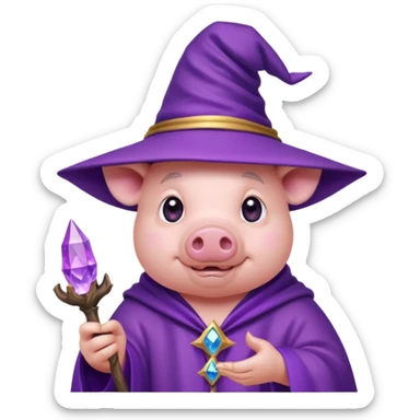Pig who is a sorcerer with a purple Amethyst  sticker