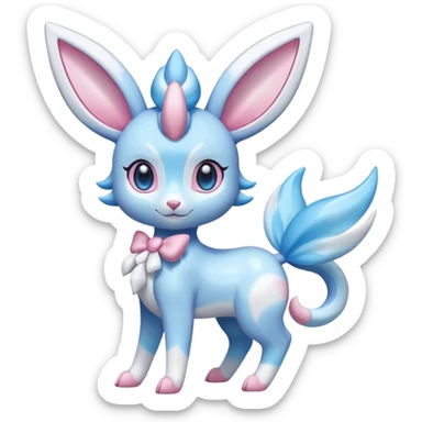 Shiny Sylveon-Amaura-Fakémon-hybrid-creature (full body)  sticker