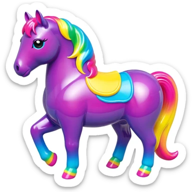  Lisa Frank style  vinyl fat horse toy figure  sticker