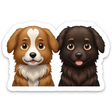 two dogs with wavy hair, one black and brown, one shades of brown, no white with mountains sticker