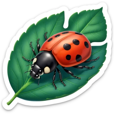  cute BLUE lady bug on leaf sticker