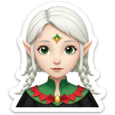 woman elves with white hair black dress  sticker