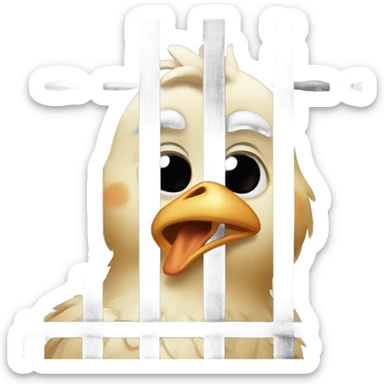 A crying chicken in jail sticker