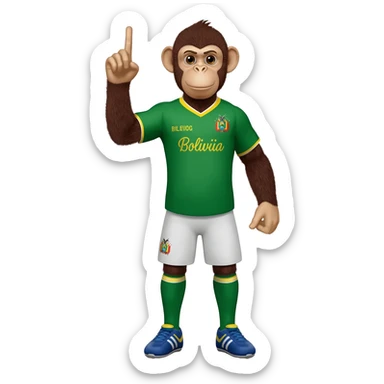 Un mono con gestos humanos con uniforme de la selección de futbol boliviano sticker