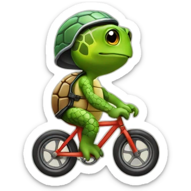 Turtle riding a roadbike, wearing a helmet  sticker