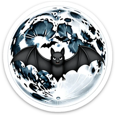 full moon with bat silouette in front sticker