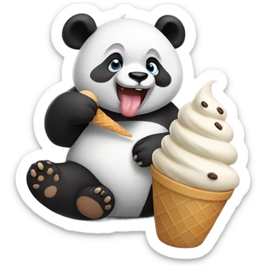 Panda eating ice cream sticker