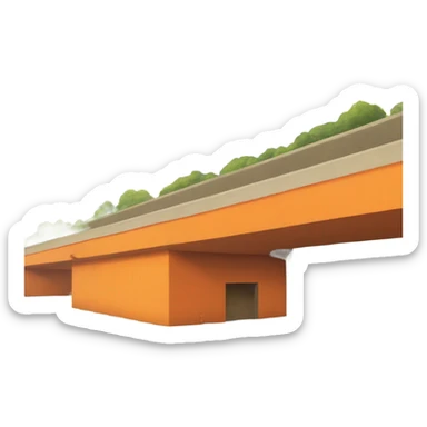 Orange ashram under a highway overpass  sticker