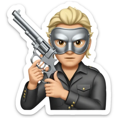 Make a mask with two hands like a gun sticker