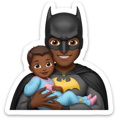 batman holding baby daughter sticker