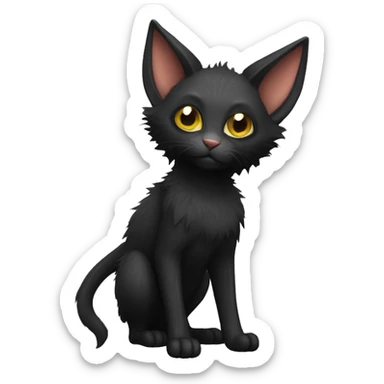 Black Lykoi cat with bat wings full body sticker