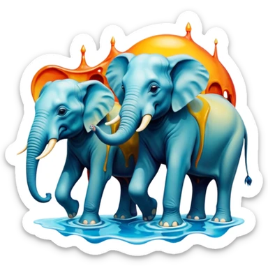 cinematic - surreal elephants from Salvador Dali's paintings in a dreamscape sticker