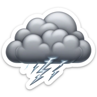 Cinematic Realistic Thunderstorm Emoji, Dark and dramatic, with swirling gray clouds illuminated by occasional flashes of lightning. The air crackles with energy as the storm builds, while heavy rain cascades down in sheets. Soft glowing outline, capturing the essence of power, intensity, and natural fury in a breathtaking thunderstorm! sticker