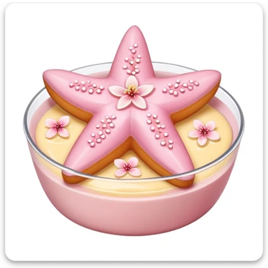 Sakura pudding shaped like a starfish with cherry blossom garnish sticker