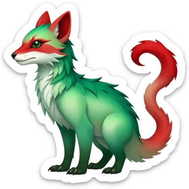 Cool Edgy Green-Red-gradient ethereal badass Fionbri-Vernid-Trico-animal-creature full bodyd sticker