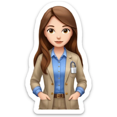 beautiful girl with long brown hair constructing new lounge room sticker